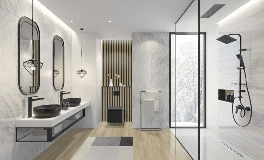 Mariaż minimalizmu z czernią - armatura i umywalki FERRO