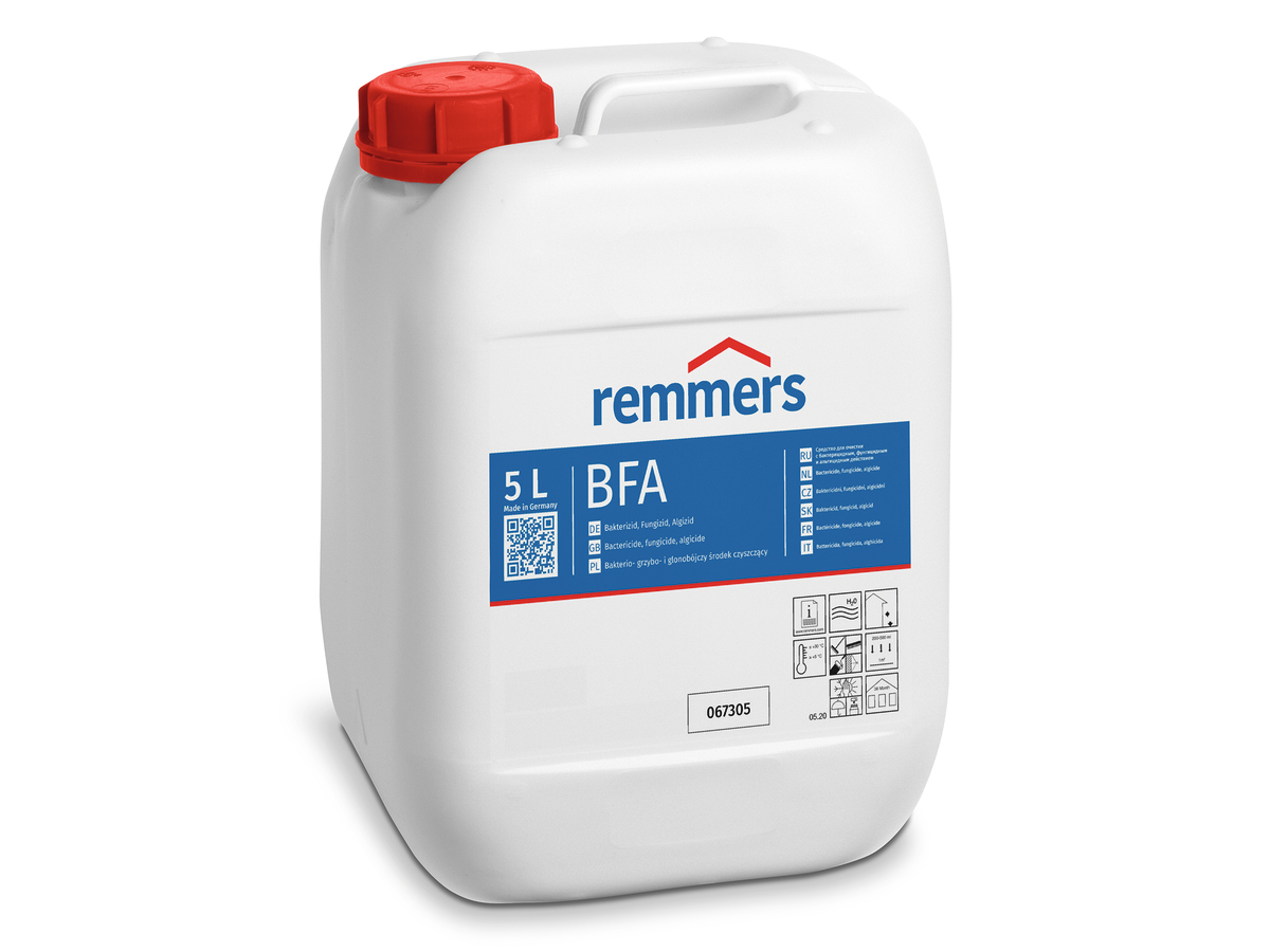Remmers BFA - środek kompozytowy do czyszczenia i gruntowania zanieczyszczonych i zagrożonych zanieczyszczeniem biologicznym materiałów budowlanych. fot. Remmers Remmers BFA - środek kompozytowy do czyszczenia i gruntowania zanieczyszczonych i zagrożonych zanieczyszczeniem biologicznym materiałów budowlanych. fot. Remmers